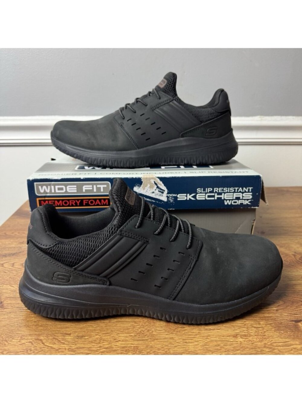 Skechers Work Men's Delson 3.0 Slip Resistant Shoes Black Slip-on Bungee Size 11